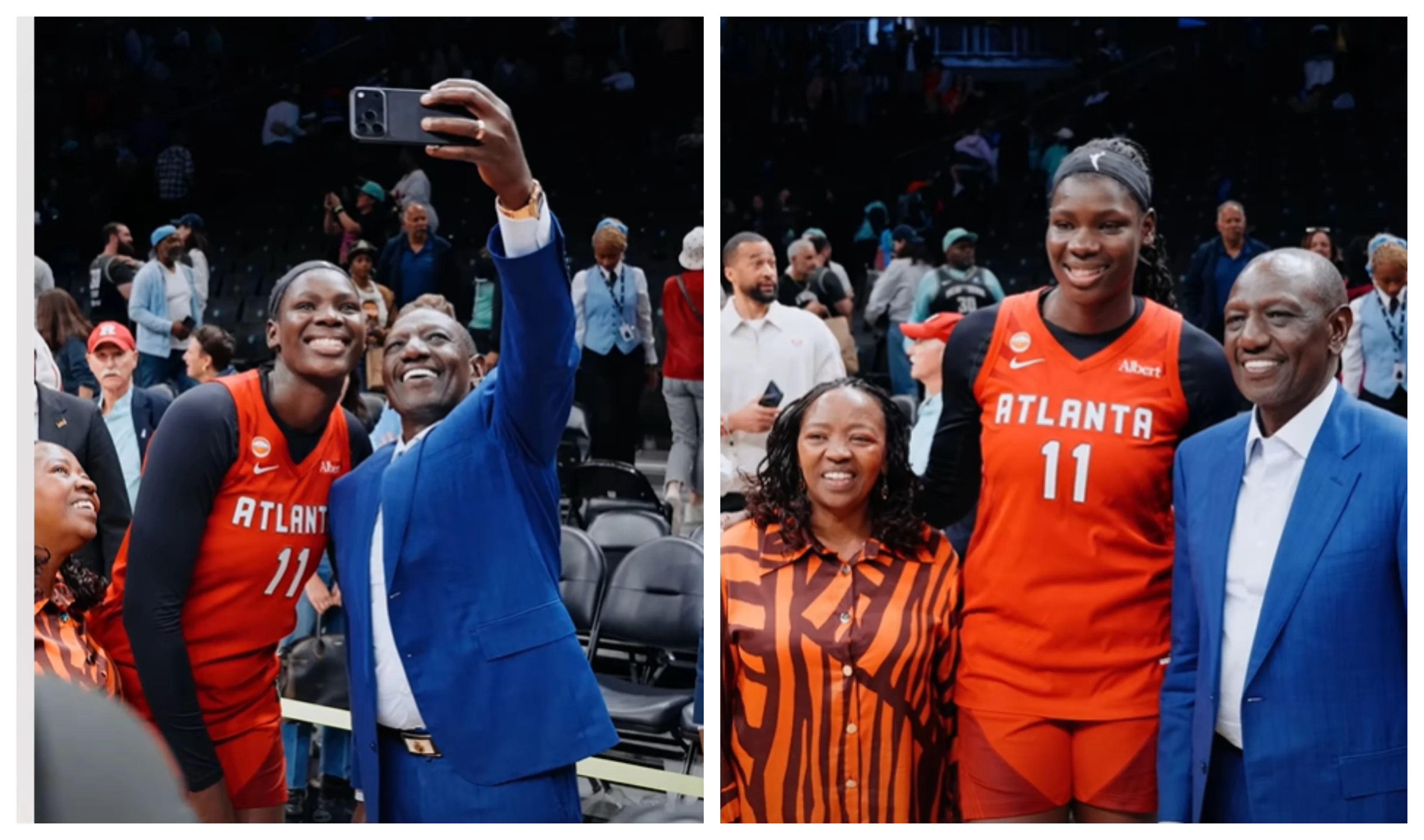 Ruto visits Kenyan WNBA Star Madina Okot at Courtside During Atlanta Game